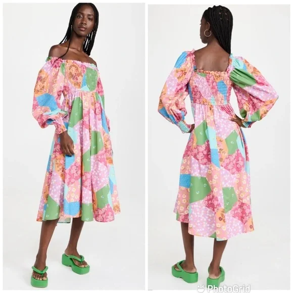 Spell Freda Shirred Midi Dress Lolly New With Tags!